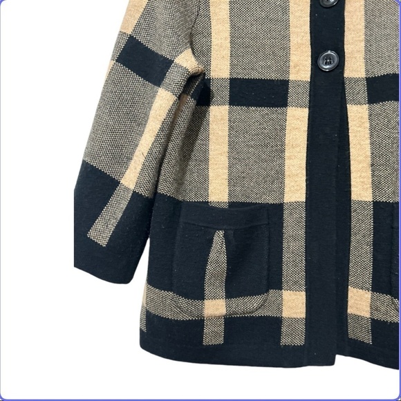 Mercer Street Studio Black & Brown Plaid Button Down Cardigan Sweater Medium - Picture 5 of 9